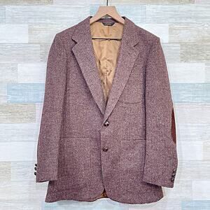 Levis Vintage Tweed Wool Sport Coat Brown Elbow Patches Two Button Mens 36R